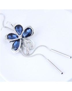Rhinstone and Glass Combo Design Flower Pendant High Fashion Necklace