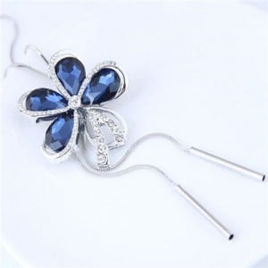 Rhinstone and Glass Combo Design Flower Pendant High Fashion Necklace