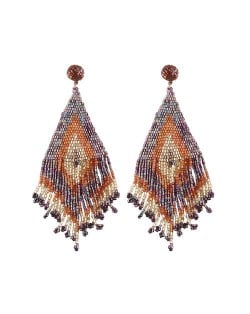 Mini Beads Combined Image Design Tassel High Fashion Women Statement Earrings