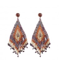 Mini Beads Combined Image Design Tassel High Fashion Women Statement Earrings