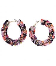 Shining Paillettes Floral Hoop Design Women Fashion Earrings