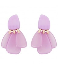 Acrylic Multiple Plates High Fashion Women Earrings - Violet