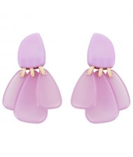 Acrylic Multiple Plates High Fashion Women Earrings - Violet