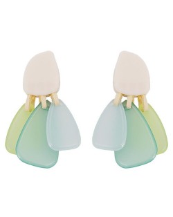 Acrylic Multiple Plates High Fashion Women Earrings - Green