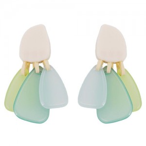 Acrylic Multiple Plates High Fashion Women Earrings - Green