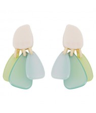 Acrylic Multiple Plates High Fashion Women Earrings - Green