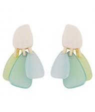 Acrylic Multiple Plates High Fashion Women Earrings - Green