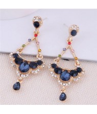Beads Cluster Pendant Dangling Fashion Women Statement Earrings - Coffee and White