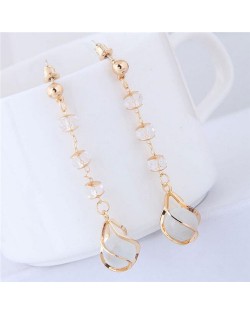 Beads Cluster Pendant Dangling Fashion Women Statement Earrings - Green and Red
