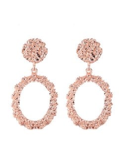 Glistening Fashion Alloy Dangling Hoop Women Earrings - Rose Gold