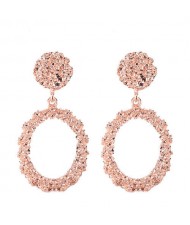 Glistening Fashion Alloy Dangling Hoop Women Earrings - Rose Gold