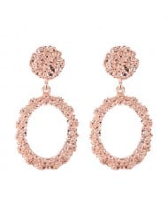 Glistening Fashion Alloy Dangling Hoop Women Earrings - Rose Gold