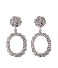 Glistening Fashion Alloy Dangling Hoop Women Earrings - Silver