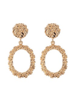 Glistening Fashion Alloy Dangling Hoop Women Earrings - Golden