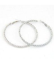 Dangling Oval Shape Hoop Elegant Fashion Alloy Earrings - Silver