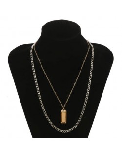 Alloy Bar Pendant Concise Fashion Dual Layers Chain Fashion Costume Necklace