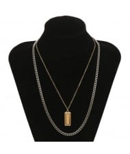 Alloy Bar Pendant Concise Fashion Dual Layers Chain Fashion Costume Necklace