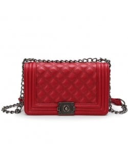 (4 Colors Available) Vintage Lattice Stitching Design Chain Fashion Women Handbag/ Shoulder Bag