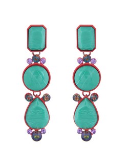 Beads Dangling Waterdrop Design Bohemian Style Women Fashion Earrings - Teal