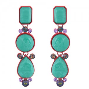 Geometric Design Drop Bohemian Style Women Fashion Earrings - Green