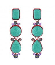 Geometric Design Drop Bohemian Style Women Fashion Earrings - Green