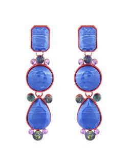 Beads Dangling Waterdrop Design Bohemian Style Women Fashion Earrings - White