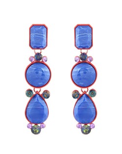 Beads Dangling Waterdrop Design Bohemian Style Women Fashion Earrings - White
