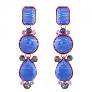 Geometric Design Drop Bohemian Style Women Fashion Earrings - Blue