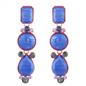 Geometric Design Drop Bohemian Style Women Fashion Earrings - Blue