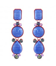 Geometric Design Drop Bohemian Style Women Fashion Earrings - Blue