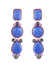 Geometric Design Drop Bohemian Style Women Fashion Earrings - Blue