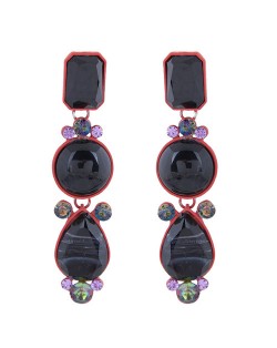 Beads Dangling Waterdrop Design Bohemian Style Women Fashion Earrings - Light Pink