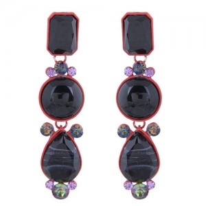 Geometric Design Drop Bohemian Style Women Fashion Earrings - Black