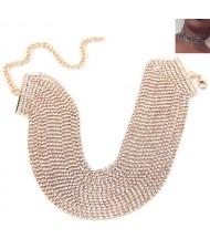 Vivid Acrylic Flowers Chunky Chain Women Fashion Costume Necklace - Light Green