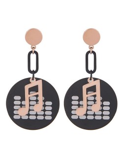 Musical Notes Pendants Design High Fashion Stainless Steel Earrings