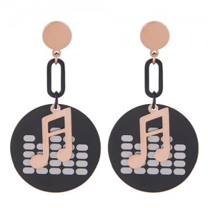 Musical Notes Pendants Design High Fashion Stainless Steel Earrings