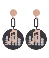 Musical Notes Pendants Design High Fashion Stainless Steel Earrings