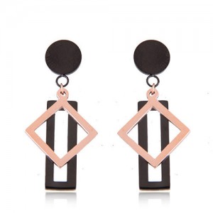 Triangle and Oblong Combo Design Women Stainless Steel Earrings