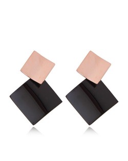 Black Square Combo Fashion Women Stainless Steel Earrings