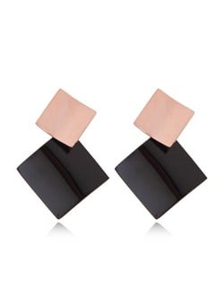 Black Square Combo Fashion Women Stainless Steel Earrings