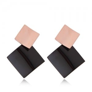 Black Square Combo Fashion Women Stainless Steel Earrings