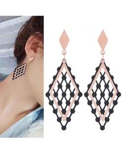 Hollow Rhombus Korean Fashion Women Stainless Steel Earrings