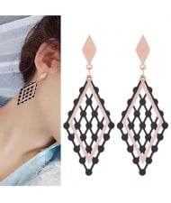 Hollow Rhombus Korean Fashion Women Stainless Steel Earrings