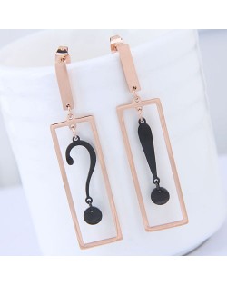 Punctuation Inlaid Dangling Oblongs Design Women Stainless Steel Earrings