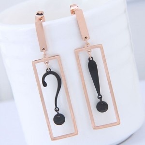 Punctuation Inlaid Dangling Oblongs Design Women Stainless Steel Earrings