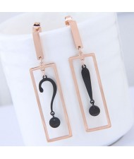 Punctuation Inlaid Dangling Oblongs Design Women Stainless Steel Earrings