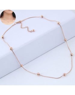 Beads Decorated Slim Style Sweet Fashion Stainless Steel Necklace