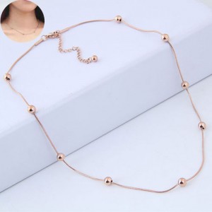 Beads Decorated Slim Style Sweet Fashion Stainless Steel Necklace