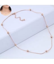 Beads Decorated Slim Style Sweet Fashion Stainless Steel Necklace