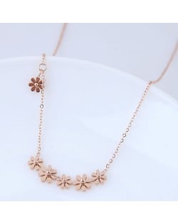 Sweet Tiny Flowers Design Women Stainless Steel Necklace